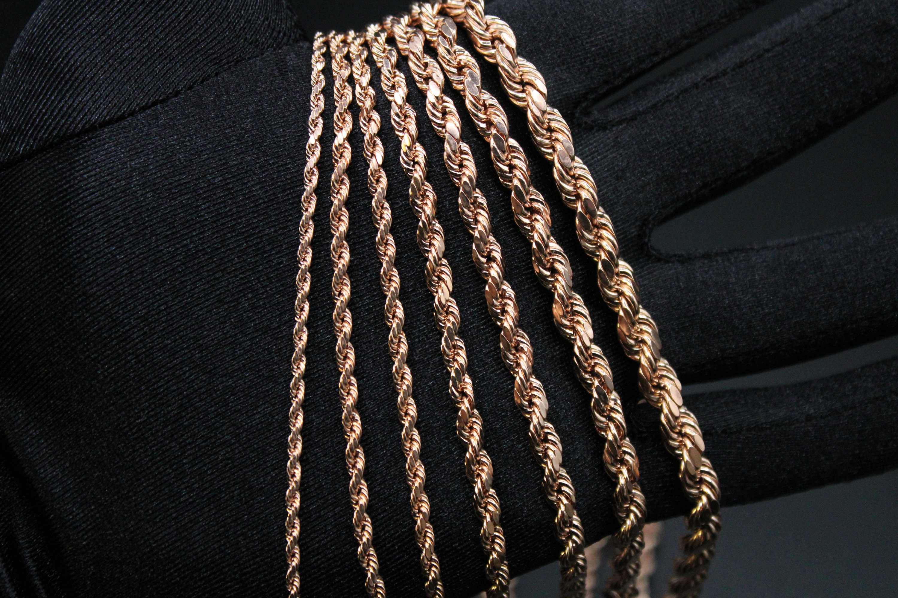 10K Rose Gold Rope Chain Necklace 2mm 3mm 4mm 5mm 6mm 18-26 Inches