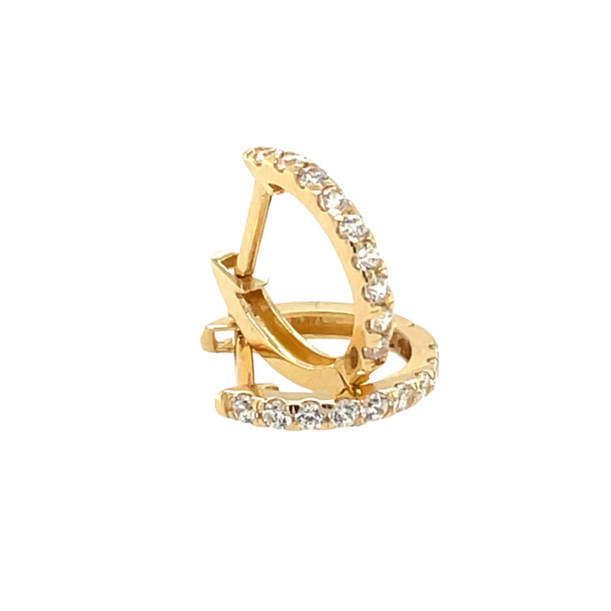 ピアス STONEHENgE 14K Cubic One Touch Earrings Double Square 6 Cubic Zirconia Earrings 14K Gold Filled