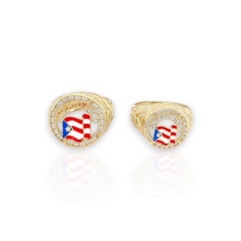 Puerto Rico Rings 10K Yellow Gold - Puerto Rico Flag Nugget Ring - Etsy
