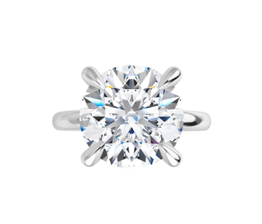 Round Cut Lab Grown Diamond Solitaire Engagement Ring 14k Yellow Gold ...