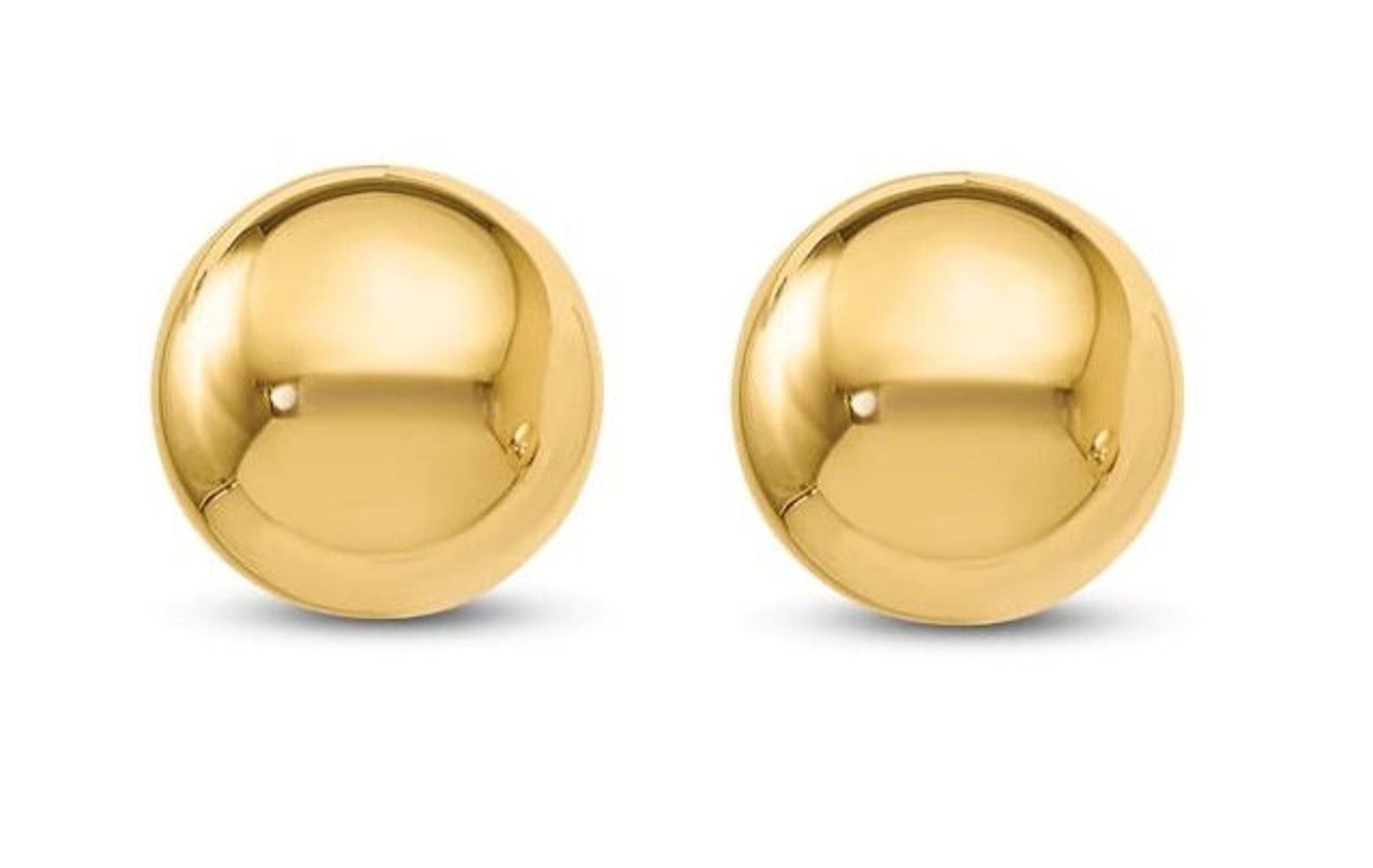 14K Gold Ball Earrings, 3MM, 4MM, 5MM, 6MM, 7MM, 9MM, 10MM 12MM Ball
