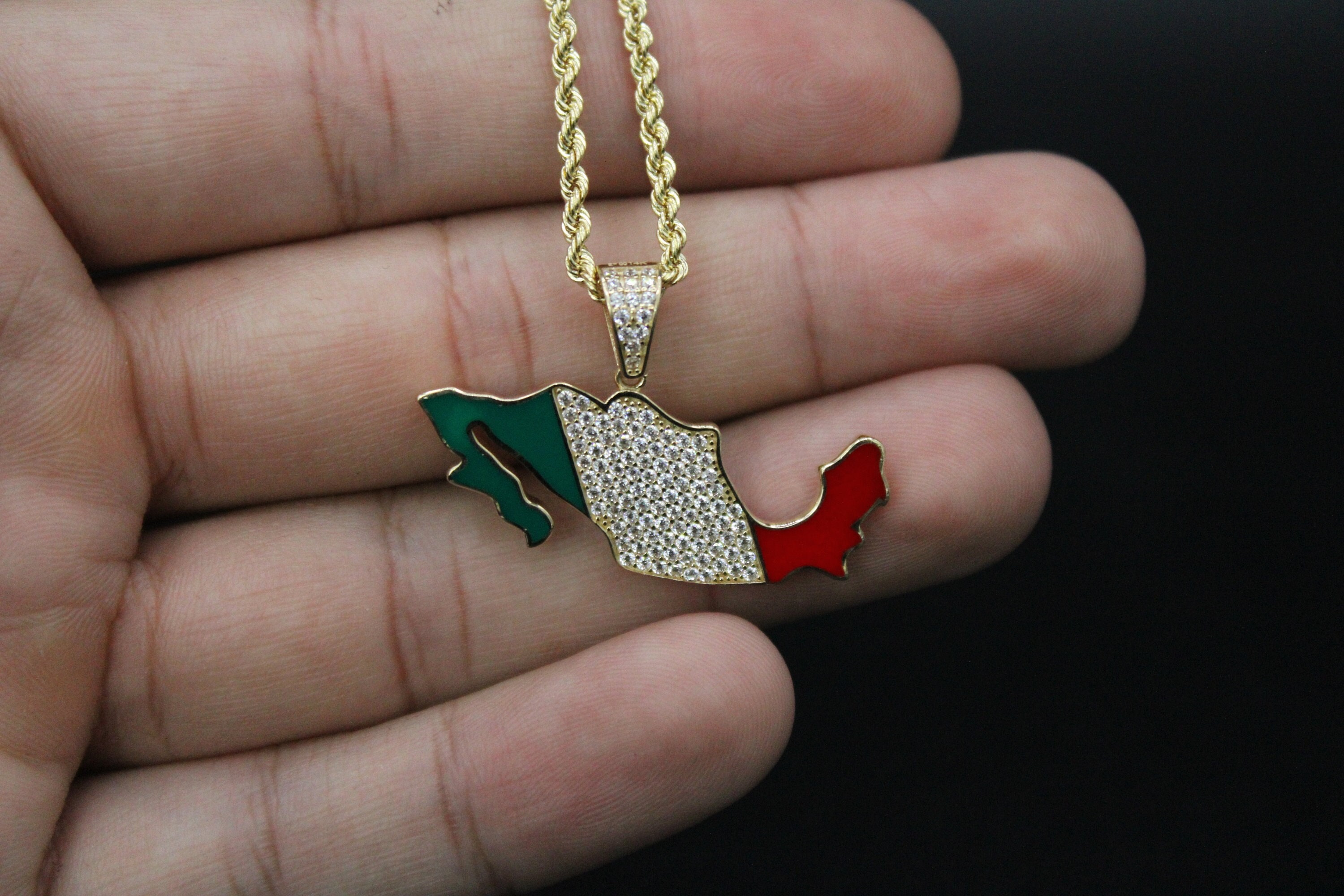 14K Gold ITALY Flag Pendant Necklace / Charmed Jewelry Gift 14K Gold ITALY Flag Pendant Necklace / Charmed Jewelry Gift