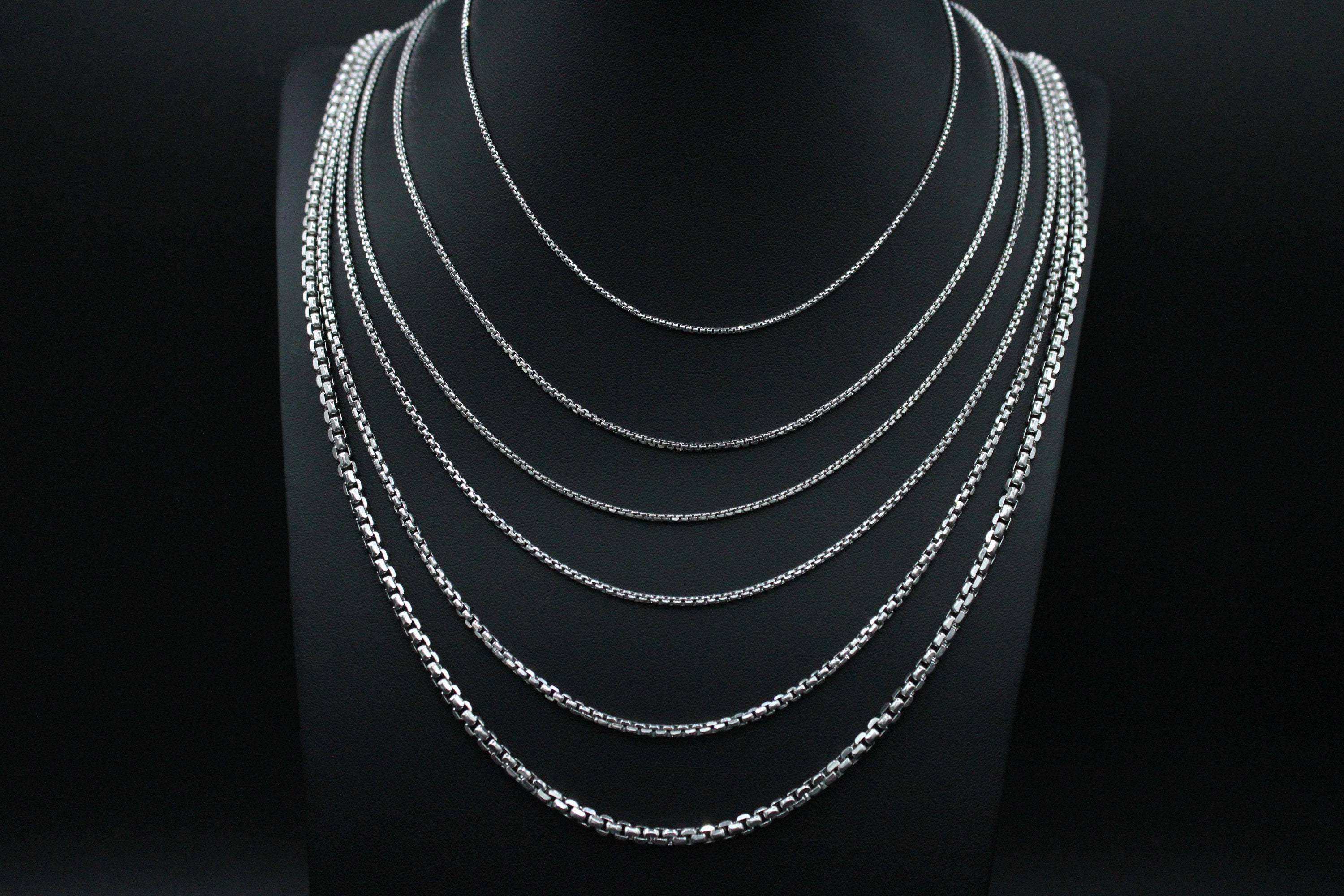 14K Yellow/white/rose Gold Round Box Chain Necklace, 16" to 26" Inch ...