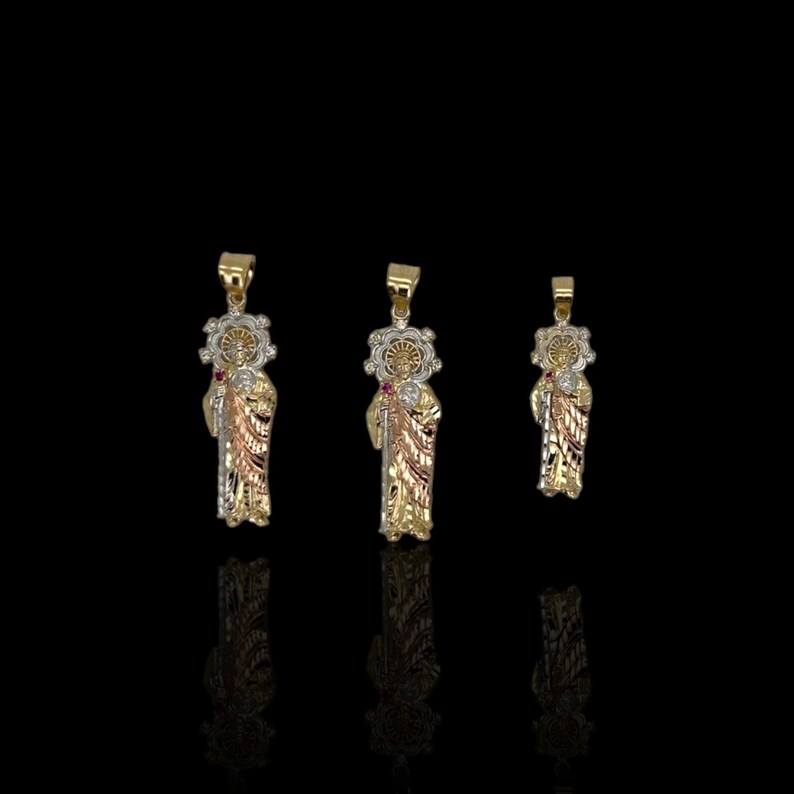 St Jude Tricolor Pendant - 14k Yellow Gold - Etsy