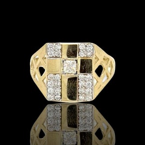 CZ Jesus Crucifix Ring Real Solid 10K Yellow White Gold - All Sizes
