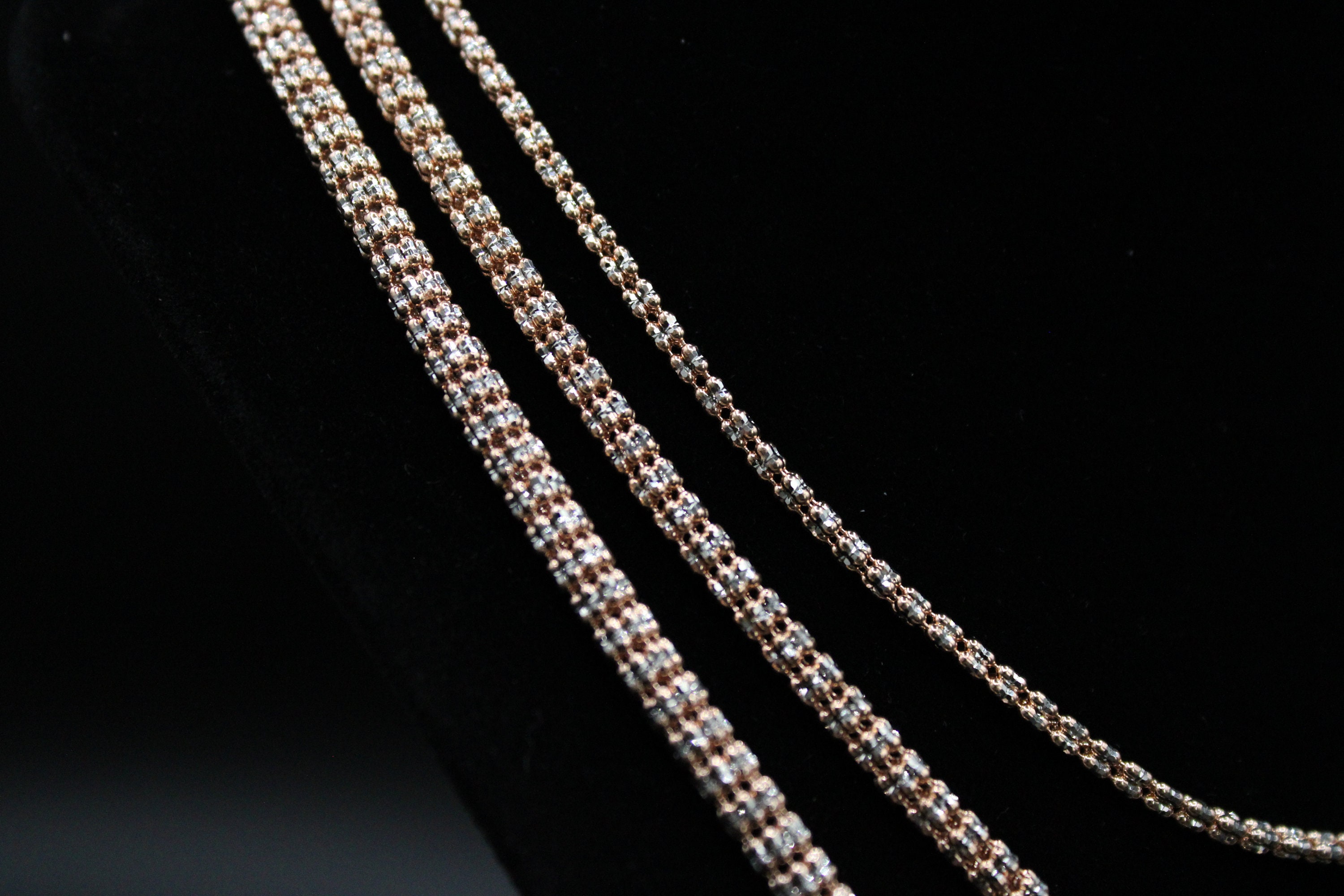 10k SOLID Real Gold Diamond Cut Ice Link Chain Necklace Rose - Etsy