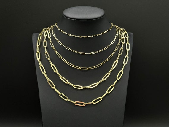 10k Gold Paperclip Necklace Chain 2mm 3mm, 4mm 5mm 6mm Women,10k Gold Bracelet, Italian Paperclip Chain, 10k Paperclips Bracelet,women chain