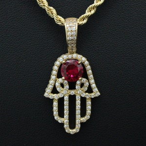 10k Gold Hamsa Pendants Necklace Hamsa Hand charm, Fatima hand pendant, faith pendant, Good luck charm