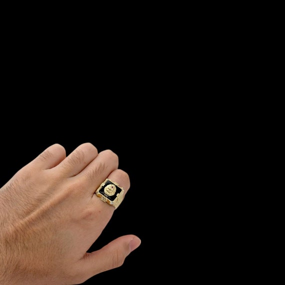 10kリング　ライオン Lion Onyx ZZ Ring - 10k Yellow Gold - Etsy