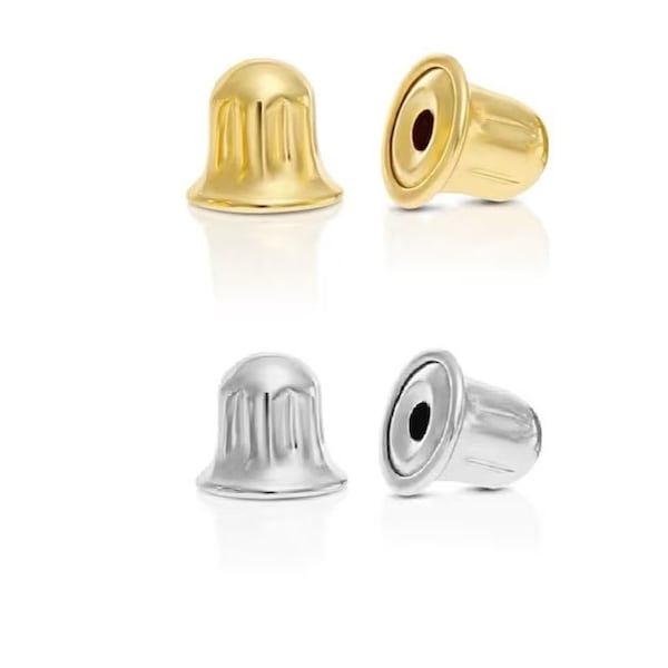 14K Massivgoldschraubverschlüsse | 1 Paar Ohrringverschlüsse | Nur Rückseite | 3x3.5mm - Goldschraubverschlüsse