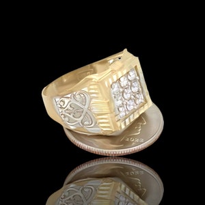 Herrenring Echtes Massiv 10K Gelbgold Viereck | 16MM | Alle Größen |