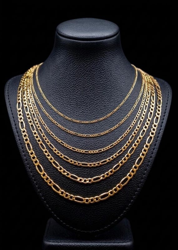 10K Gold Figaro Chain, 10kt Gold Chain, Real Gold Chain, 2mm, 2.5