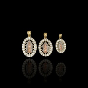 Virgin Mary Two Tone Pendant - 10K Yellow Gold