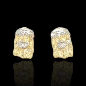 Jesus Face Earrings - 10k Yellow Gold