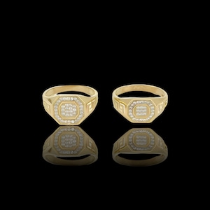 Massiver Herrenring CZ 10K Gelbgold | 10mm 12mm | Alle Größen |