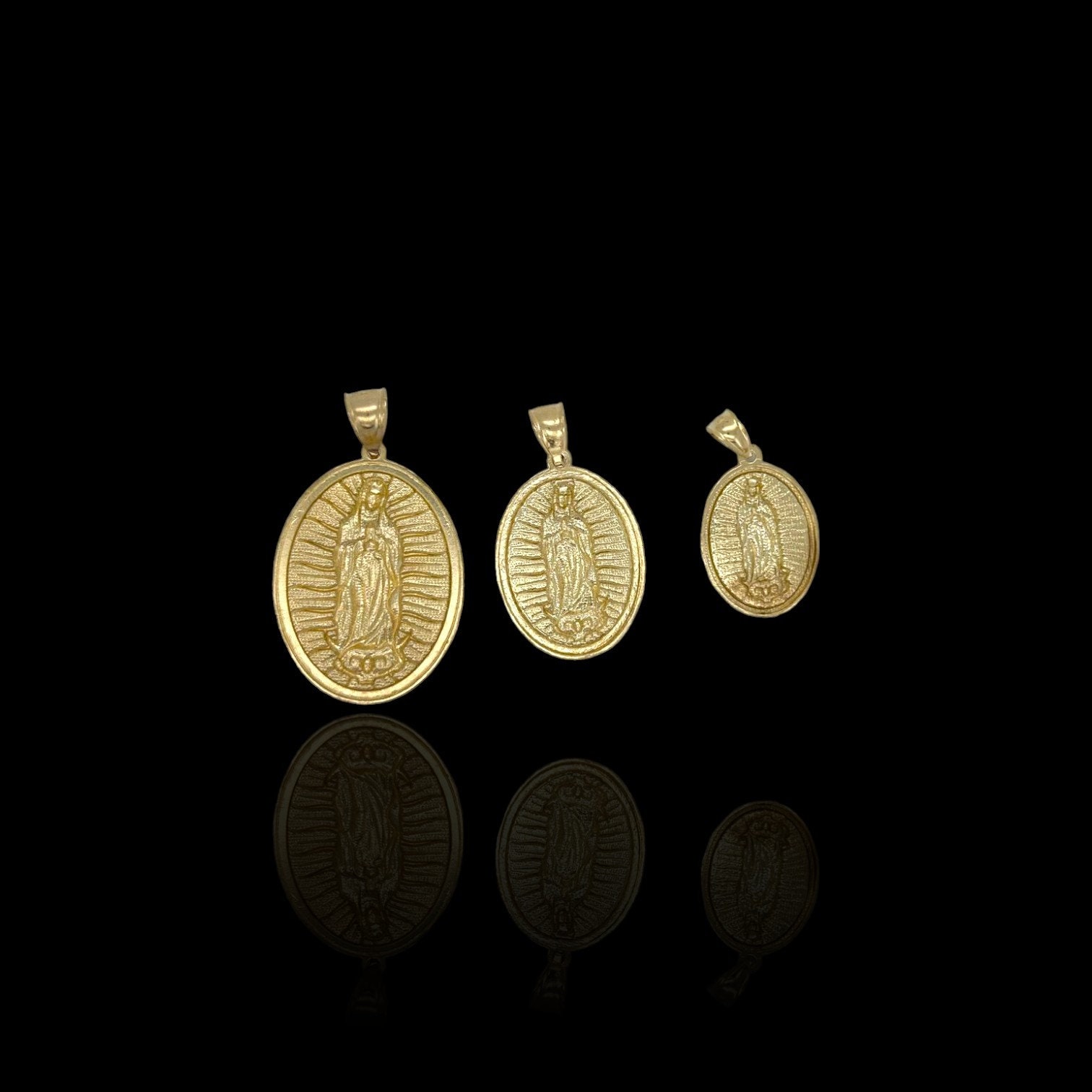 Virgin Mary Two Tone Pendant - 10K Yellow Gold - Etsy