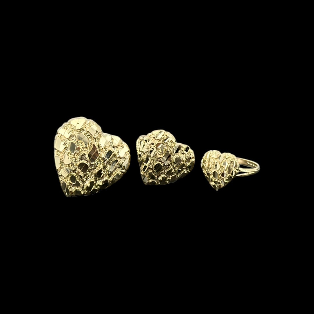 10k Solid Gold Nugget Heart Love Ring for Women/girl - Etsy
