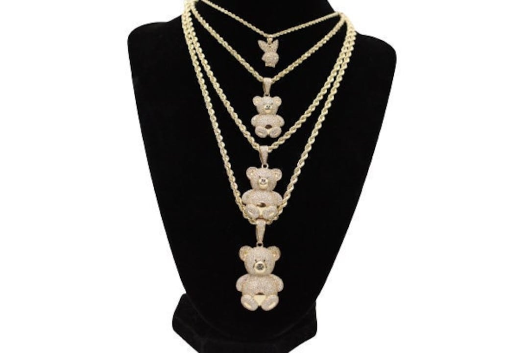 14k Real Gold Pendants Necklace14k Real Gold Teddy Bear and Etsy