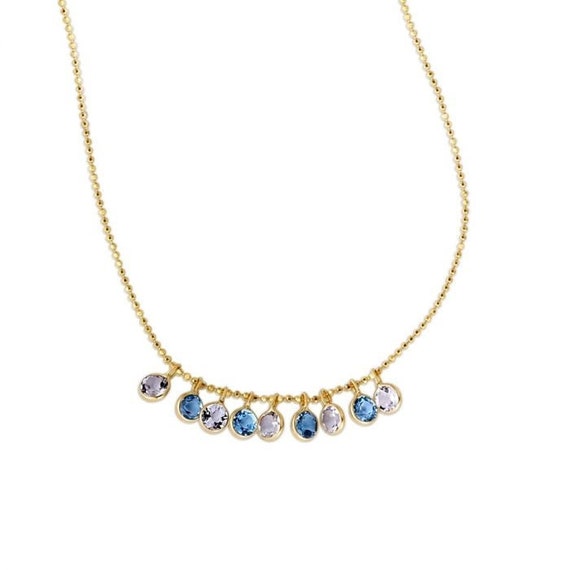14K Gold Blue and White Topaz Dancing Drop Necklace 14K Gold Blue and White Topaz Dancing Drop Necklace