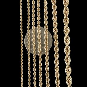 14K Solid Gold Rope Chain Gold Rope Necklace 2mm 2.3mm 2.5mm 3mm 3.5mm ...