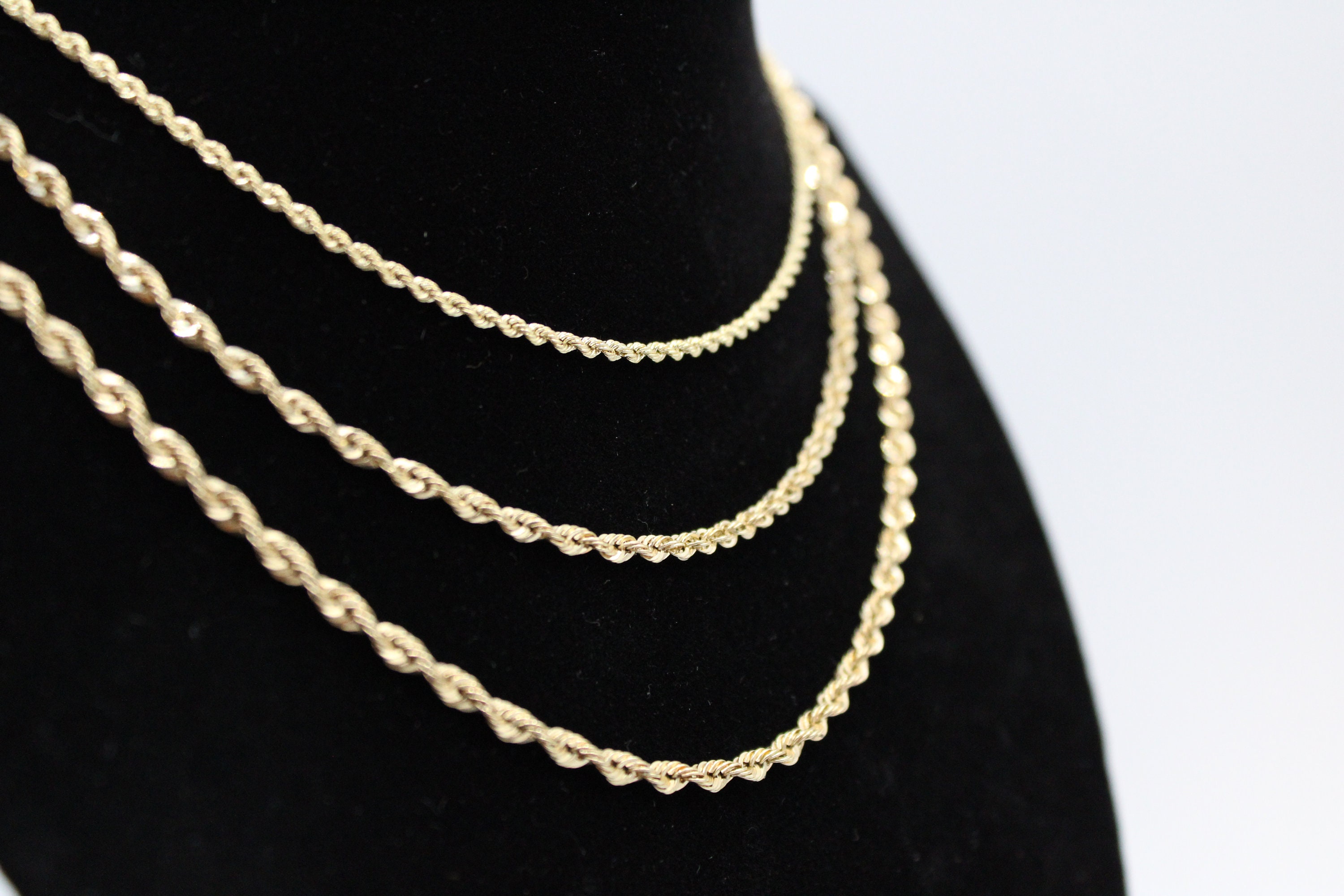 【14K ロープネックレス 14g】 14K ソリッド ゴールド ロープ チェーン ロープ ネックレス 2 mm 2.5