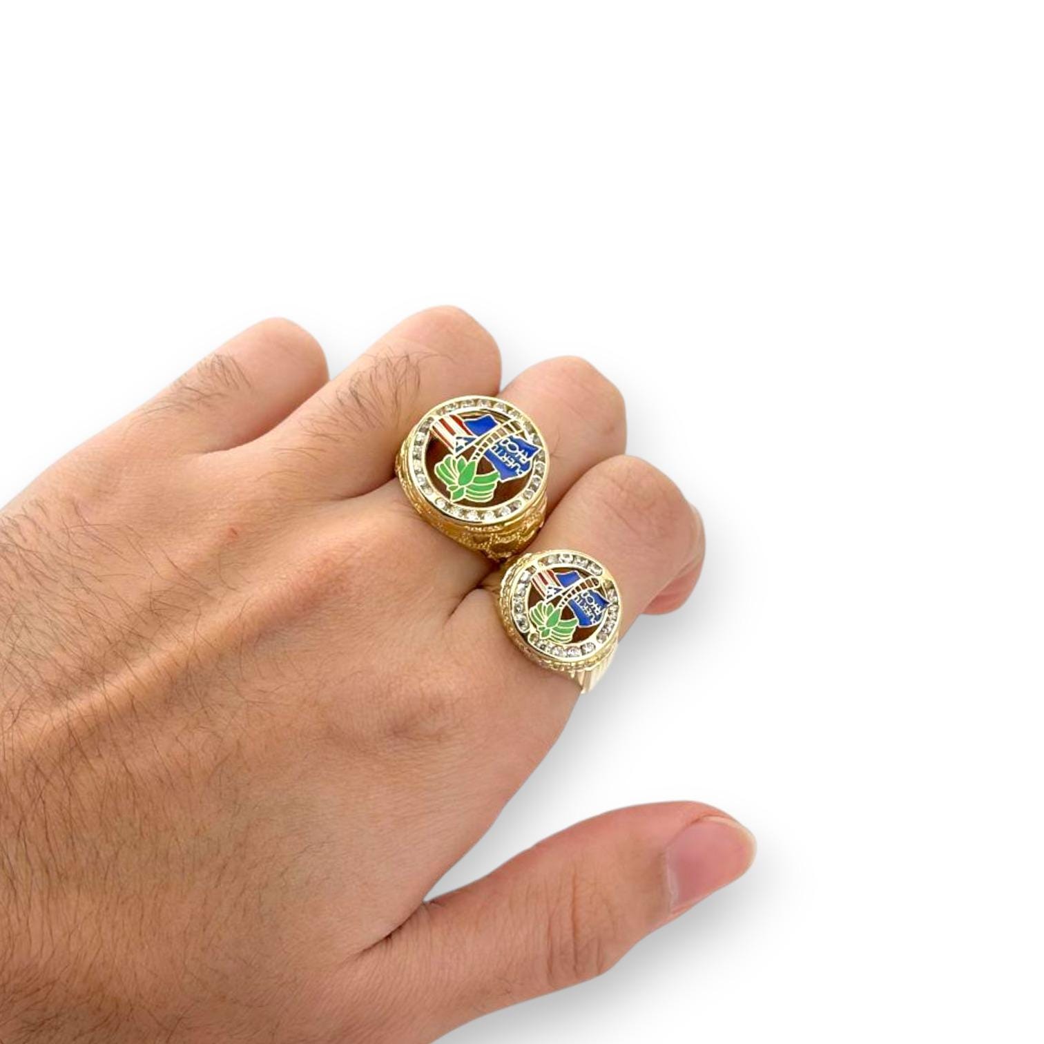 Puerto Rico Rings 10K Yellow Gold - Puerto Rico Flag Nugget Ring - Etsy