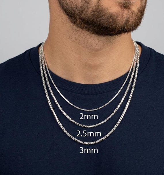 925 Solid Sterling Silver Box Link Chain Necklace Unisex