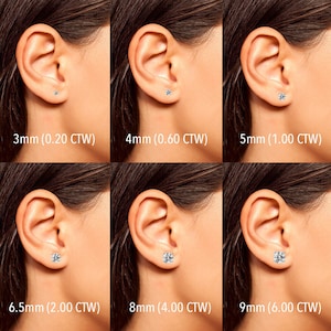 Pendientes de tuerca con solitario de moissanita VVS1 de color D certificado, pendientes de oro de 14 quilates con GRA, pendientes de plata 925 GRA imagen 2