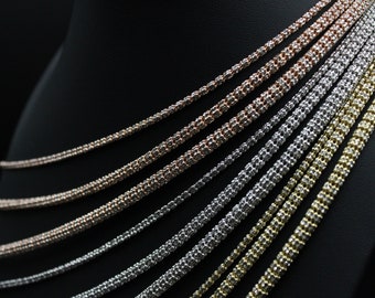 10k SOLID Real Gold Diamond Cut Ice Link Chain Necklace Rose Gold, Yellow Gold and White Gold Ice Chain, 14k Real Gold Cylinder Chain