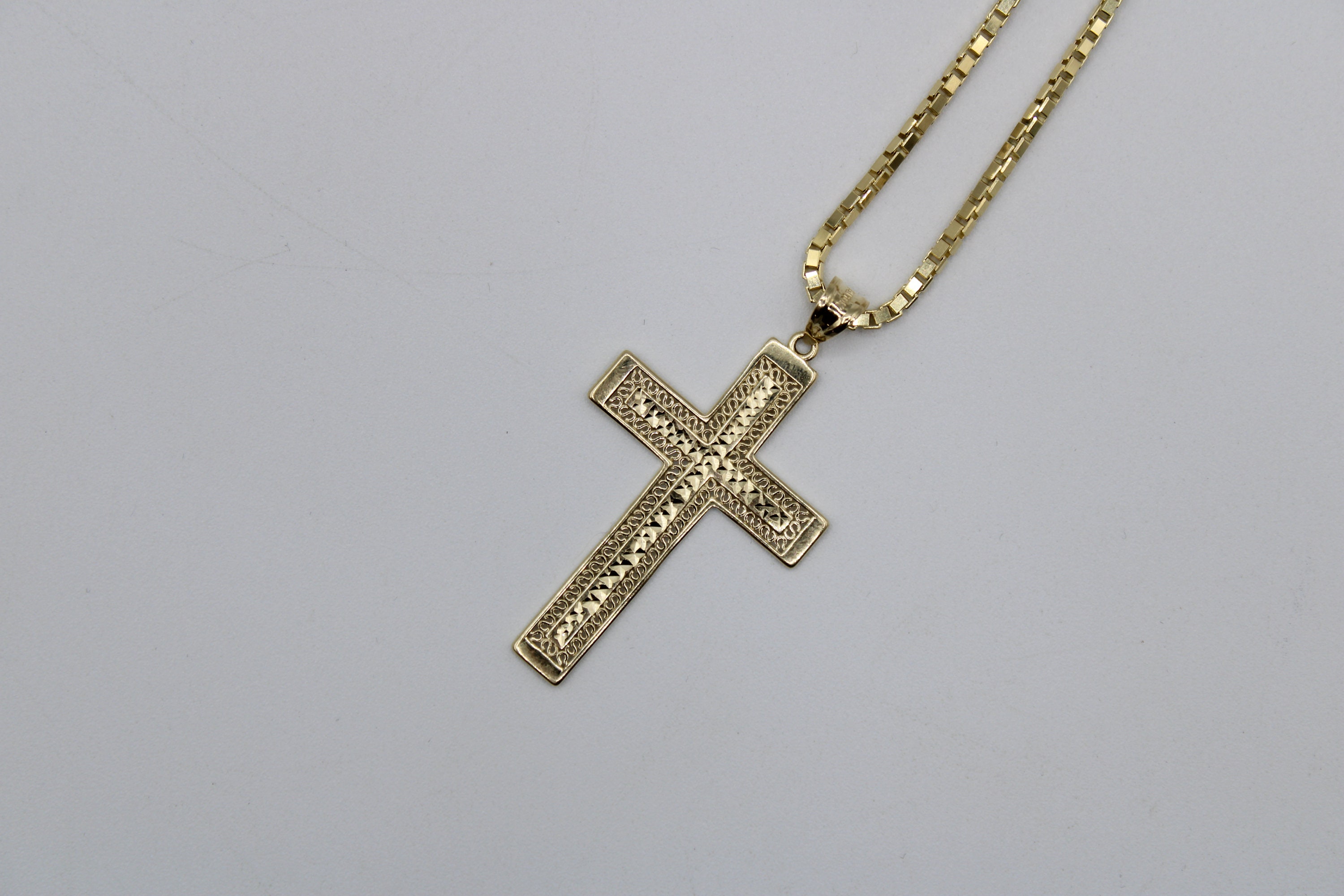 Mens 10k gold cross best sale necklace