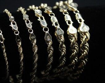 Bracciale A Catena In Corda D'oro Giallo 10K / Bracciale A Catena - Foto 2