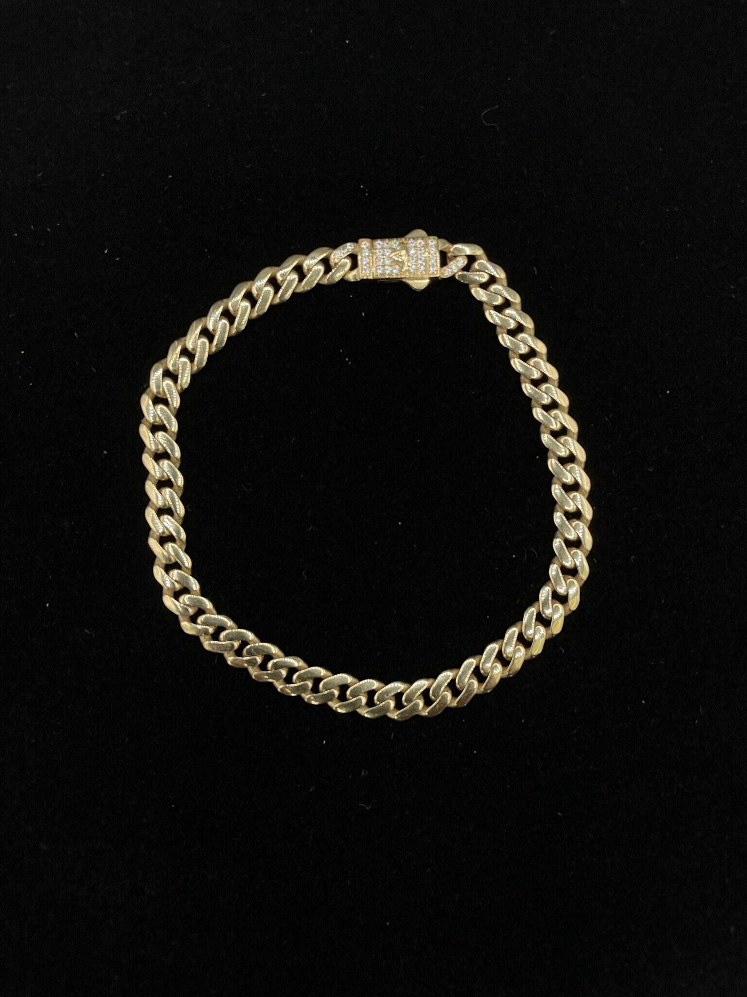 14k Yellow Gold Miami Cuban Chain or Bracelet Zirconia Box Lock, 6mm ...