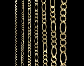 Solid 14K Yellow Gold Figaro Bracelet – Premium Italian Gold Jewelry - Real Heavy Solid Gold Bracelets