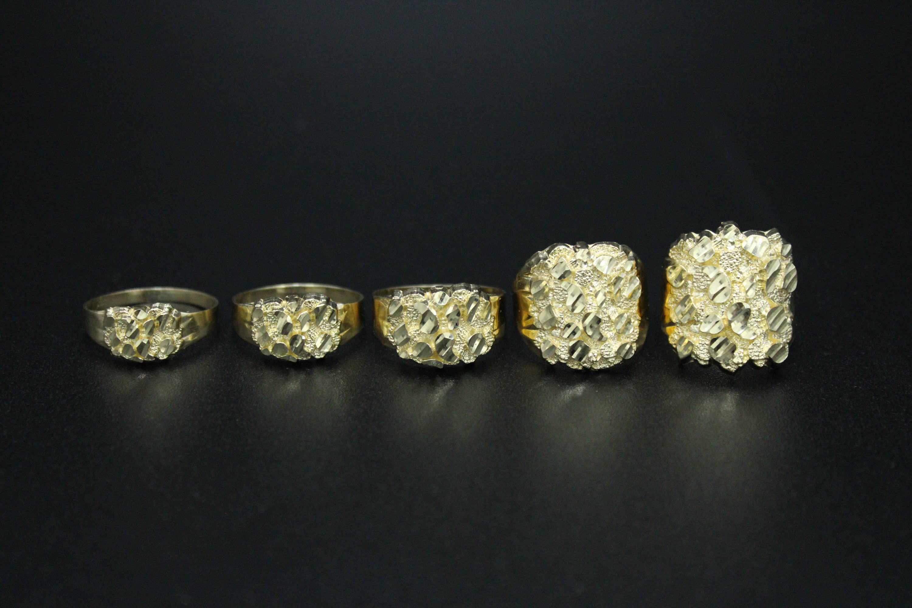 Real Solid Gold 10K Round Nugget Ring | 10K Gold Ring | Yellow Gold | 9 ...