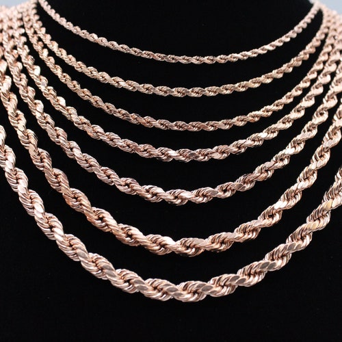 14K Solid Rose Gold Rope Chain Necklace 1.5mm 6mm for Men Etsy