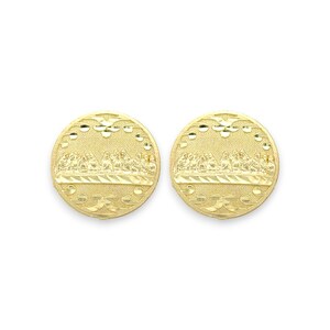 Runde Abendmahl Diamant Schliff Ohrstecker Massiv - 10K Gelbgold