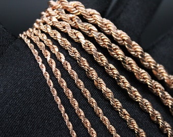 10K ローズゴールド10K レディース ロープ チェーン ペンダント ネックレス 約56cm 幅2.5mm 10K ローズゴールド ロープチェーンネックレス 2 mm 3 mm 4 mm 5