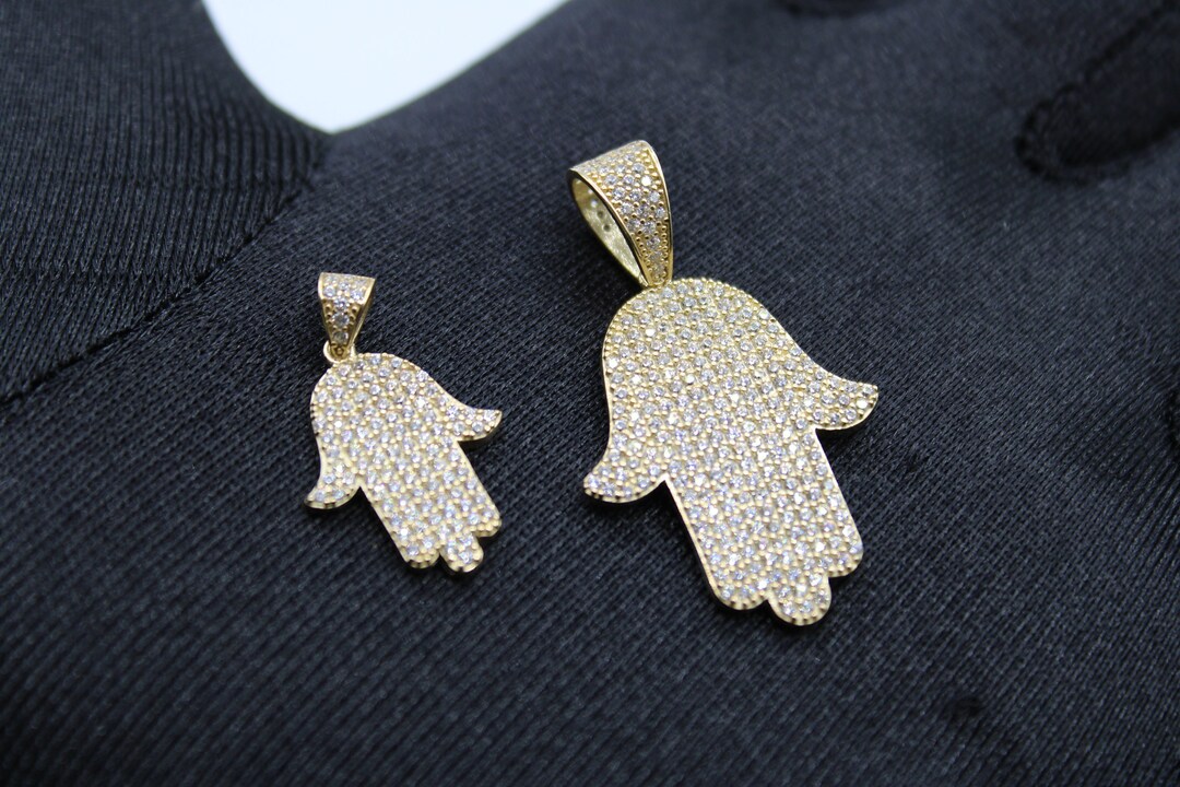 Hamsa Rope Chain 10k Real Gold Hamsa Pendants Necklace, With Rope Chain Necklace , Hamsa ...