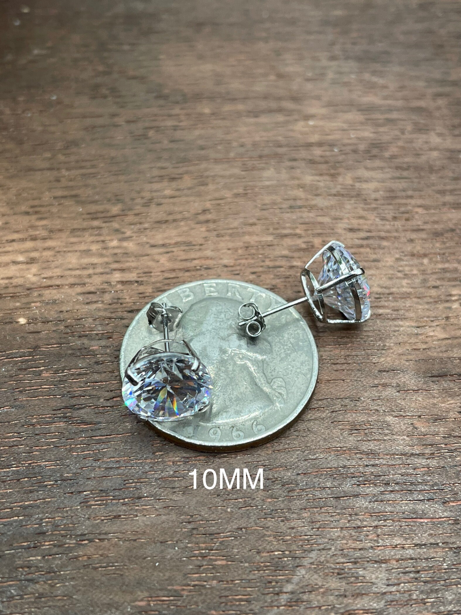 最新コレックション Bright Brilliant Gold White Solid 14K Round Earrings Stud CZ アクセサリー