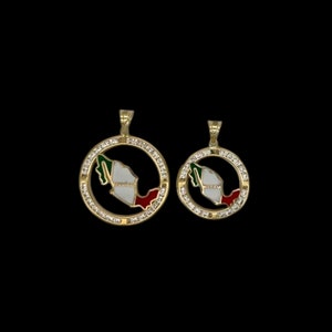 Mexico Medallion Cz Pendant - 14K Yellow Gold