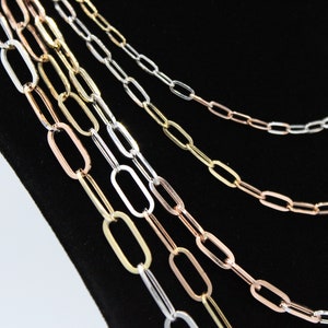 14k Tri-Color Gold Paperclip Chain Necklace 3.3 - 7.5mm Women, 14k Gold chain Necklace, Italian Paperclip Chain, 14k Rose Gold Paperclips
