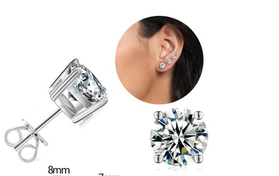 Moissanite Earrings Studs,4mm,5mm,6mm,moissanite Stud Earring,screw  Back,14k/10k Gold,cartilage Earring,solitaire,lab Grown Diamond Earrings 