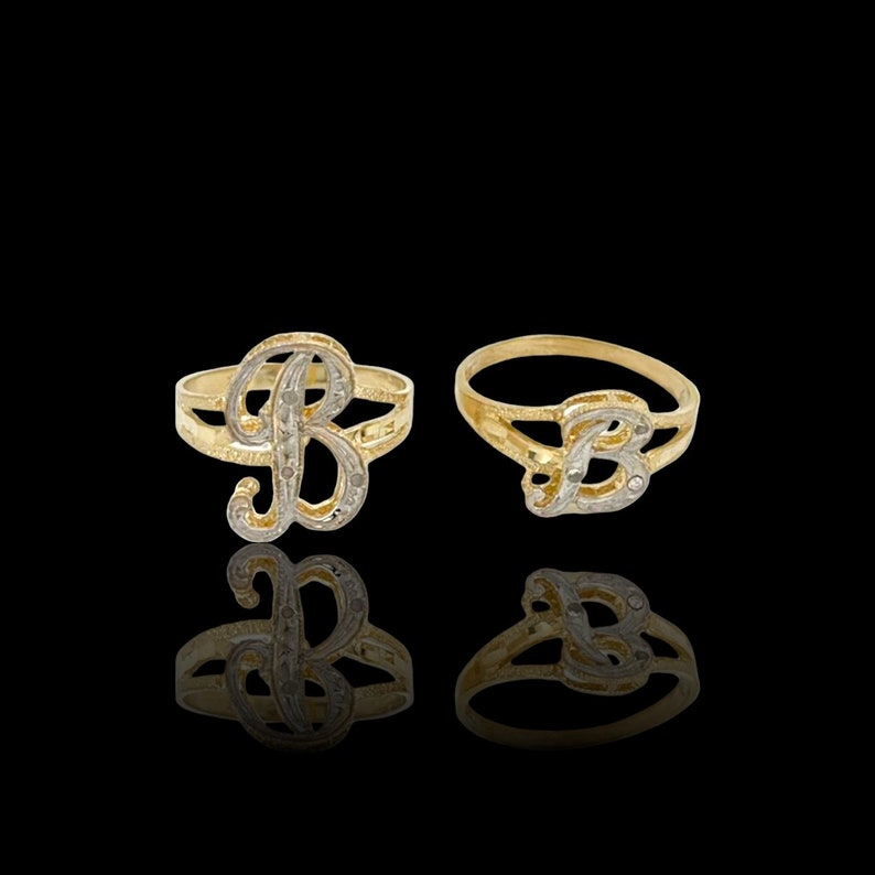 10k Iniciales Amarillos Anillos Pequeños y Grandes Unisex Todas las Letras Todos los Tamaños / Anillos Iniciales / Anillos de 10k / Anillos de Oro Real imagen 3