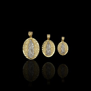 Virgin Mary Two Tone Pendant - 10K Yellow Gold