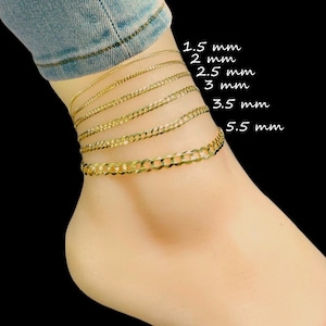 10K Fully Solid Miami Curb Cuban Link Anklet - 10K Yellow Gold