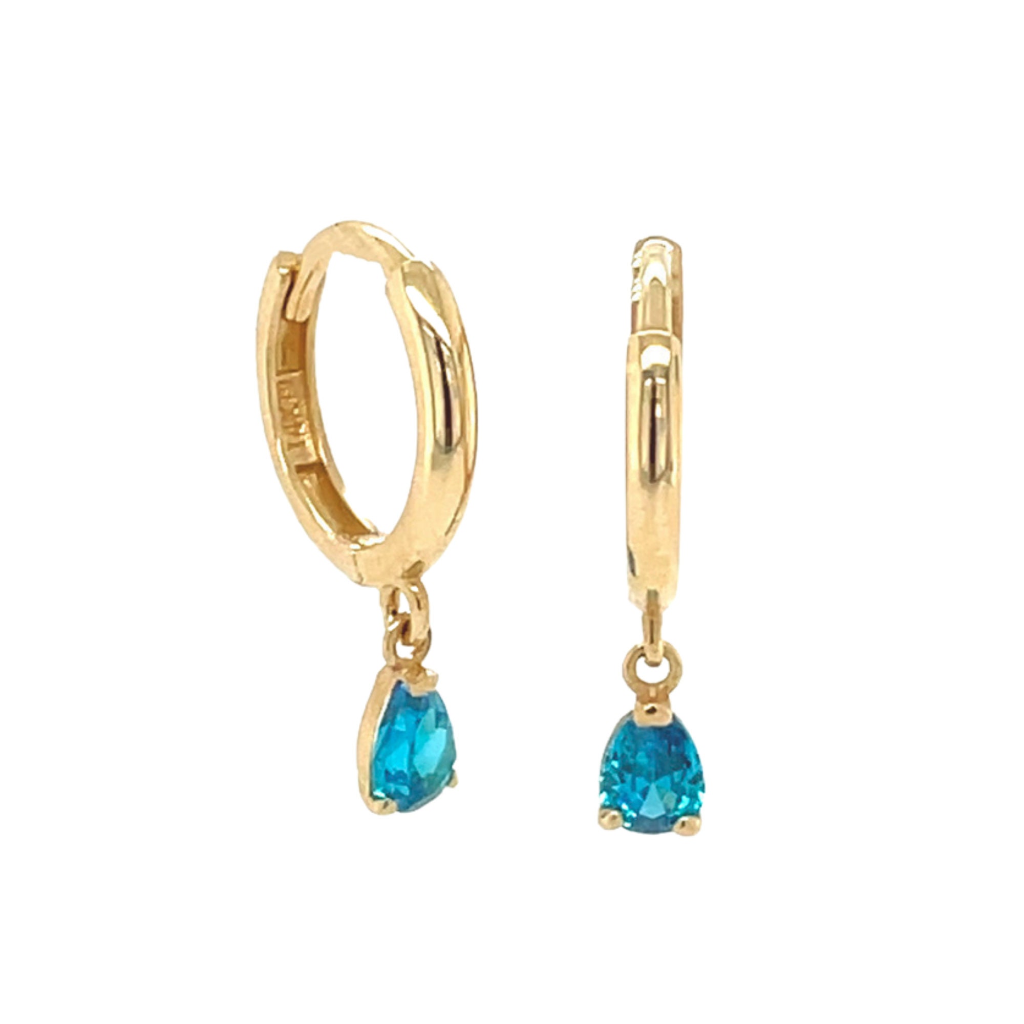 [STONE HENgE] 韓国☆14K Gold☆XOXO U0075 Earrings 14K Solid Yellow Gold Teardrop CZ Birthstone Diamond Ruby