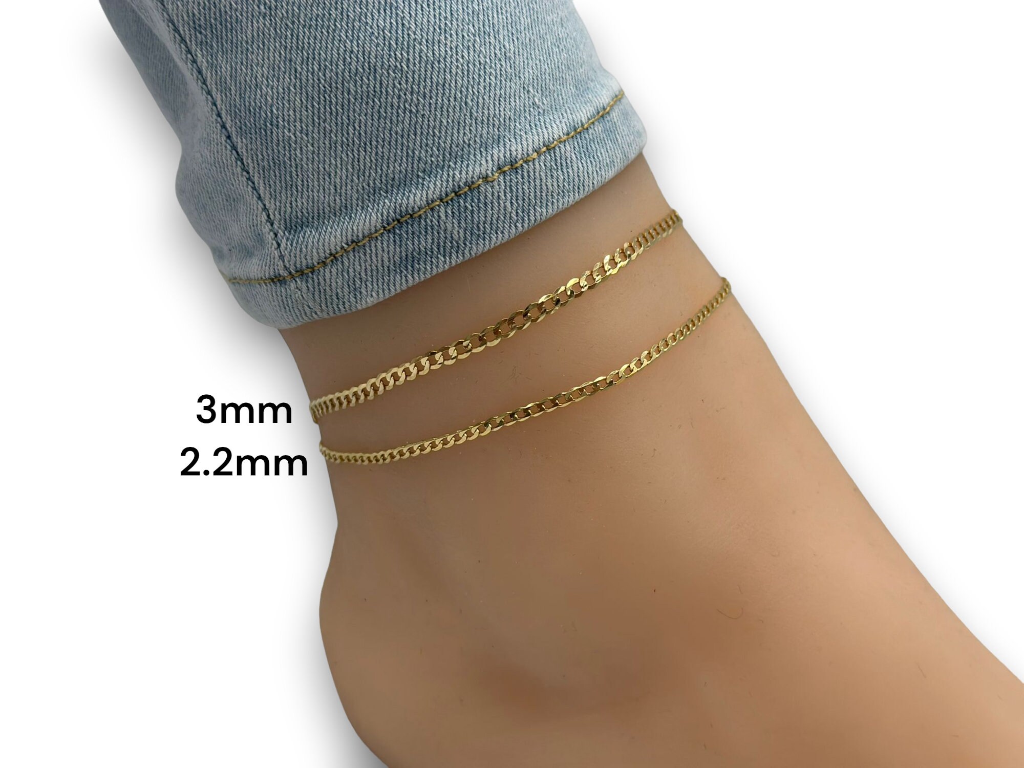 PAVOI 14K Gold Plated Chunky Curb Chain Anklet - 9-inch Women's Ankle Bracelet