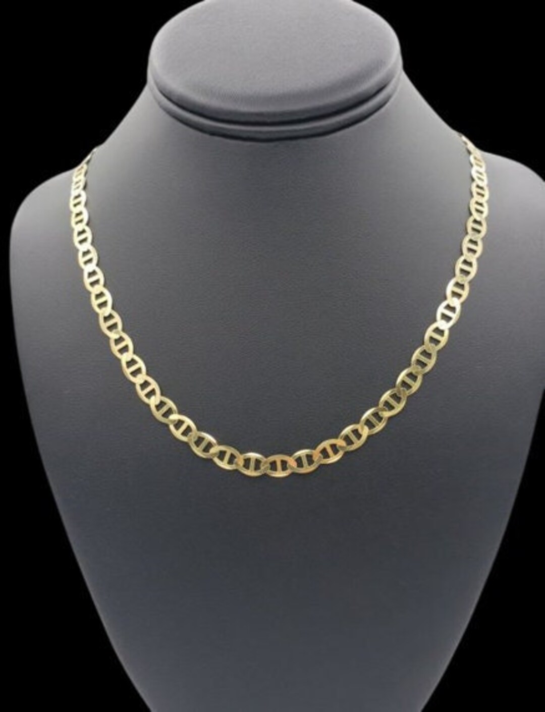 Fully SOLID 10k Yellow Gold 4 Mm Mariner Anchor Link Chain Necklace