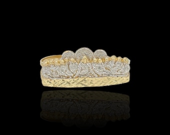 Abendmahl zweifarbiger Doppelfingerring - 10K Gelbgold