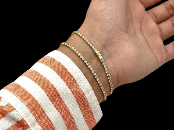 Gold cubic zirconia tennis bracelets clearance